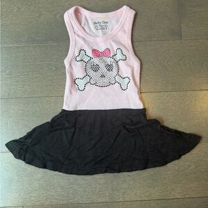 Designer Boutique Pink and Black Sleeveless Skull Dress